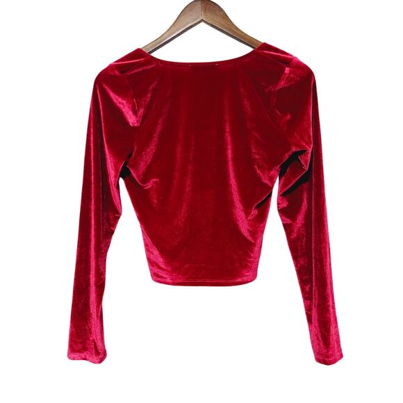 Hollister Velvet Sweetheart Crop Top Size M Red Vampy Romantic Goth Whimsigoth - Picture 3 of 6